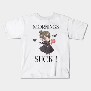 Mornings Suck Vampire Fangs Kids T-Shirt